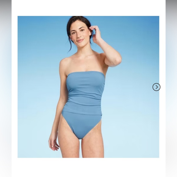 Women's Shirred Ribbed Bandeau Cheeky One Piece Swimsuit - Shade & Shore - Picture 1 of 6